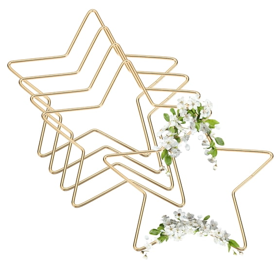 Uxcell 5 Pcs Dream Catcher Rings, 8 Inch Star Wreath Macrame Hoop Catcher Ring Metal Floral Hoops for DIY Crafts Making Wreath Making Supplies Plant Wall Hanging Decor, Gold