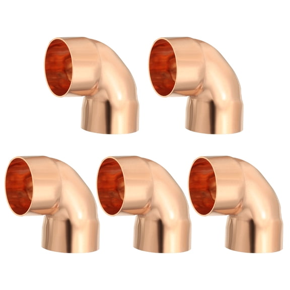 Uxcell 5 Pcs Elbow Copper Fitting, 90 Degree Copper Pipe Fitting C x C Short Radius Tube Connector, Great for HVAC Refrigeration (1" Nominal Size)