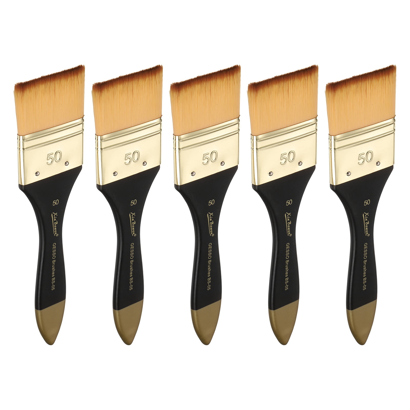 Uxcell 5 Pcs Flat Paint Brush 1.97" Width Nylon Acrylic Painting Brushes, Yellow