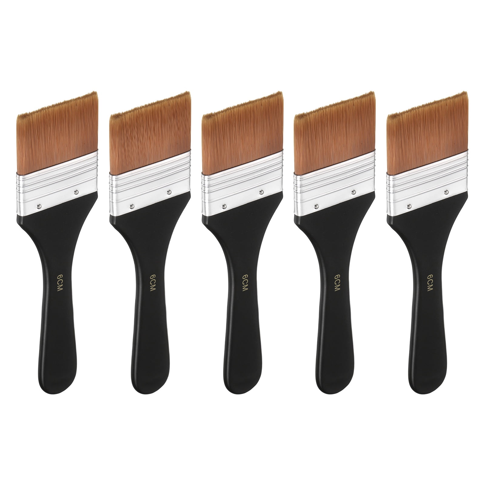 Uxcell 5 Pcs Flat Paint Brush 2.36" Width Nylon Acrylic Painting Brushes, Dark Red