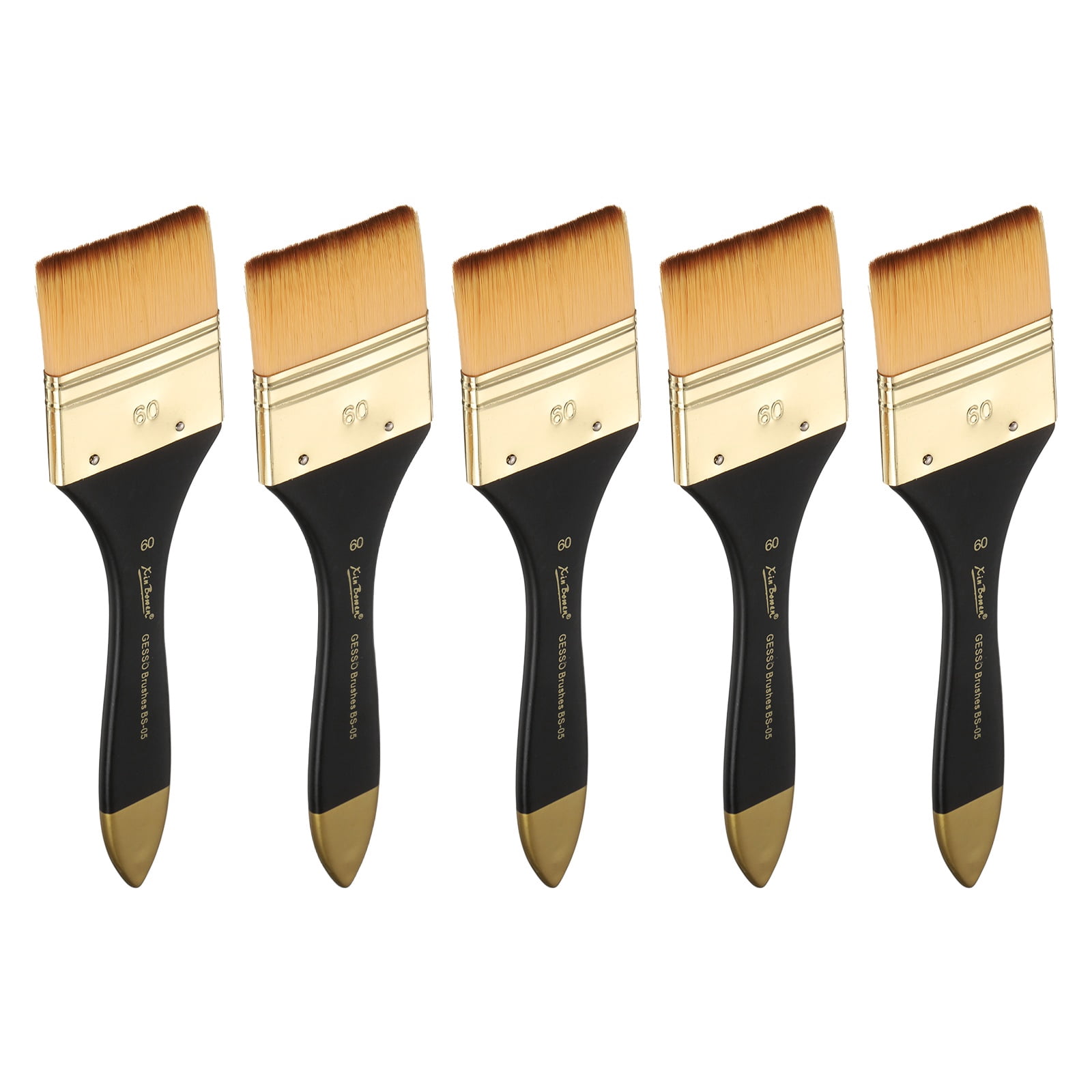 Uxcell 5 Pcs Flat Paint Brush 2.36" Width Nylon Acrylic Painting Brushes, Yellow