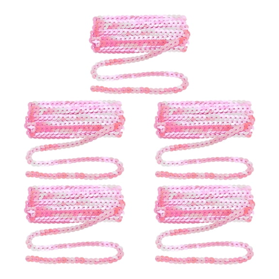 Uxcell 5 Pcs Flat Sequin Trim, 6mm 3.3 Yard Round Spangle Flat Sequin Strip Paillette Spool Ribbon Trim Sewing String for DIY Crafts Costume Embellish, Bright Pink