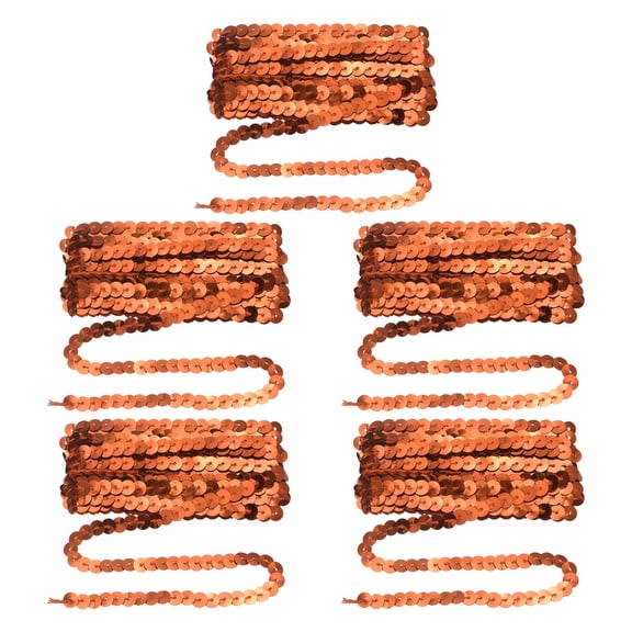 Uxcell 5 Pcs Flat Sequin Trim, 6mm 3.3 Yard Round Spangle Flat Sequin Strip Paillette Spool Ribbon Trim Sewing String for DIY Crafts Costume Embellish, Brown