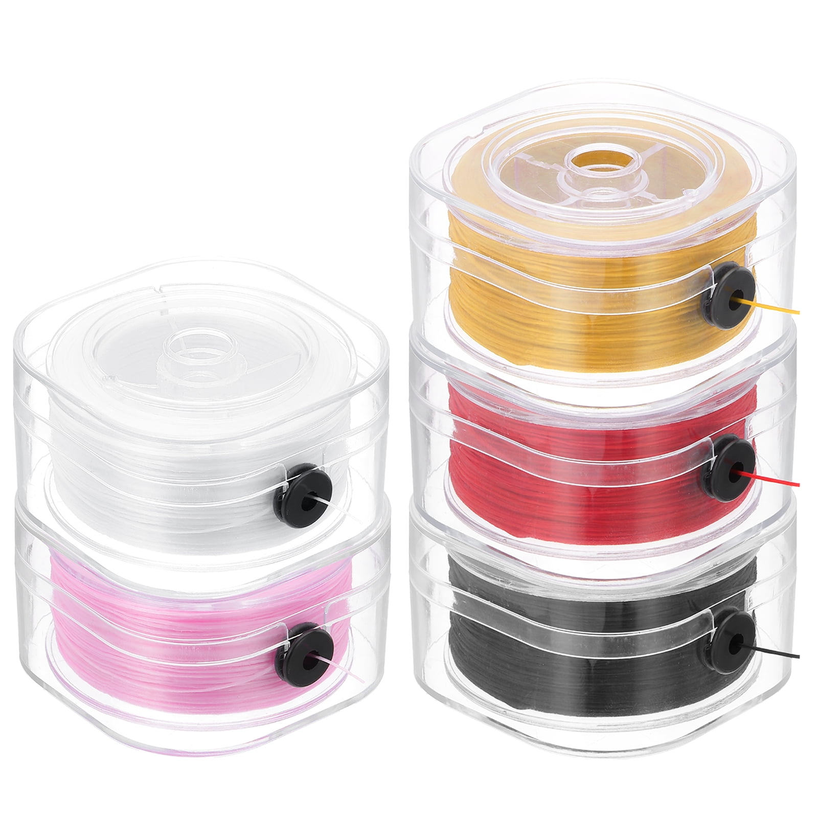 Uxcell 5 Pcs Flat Stretchy Bracelet Strings, 0.8mm 109 Yards Crystal Elastic Thread Cord with Organizing Case, 5 Colors