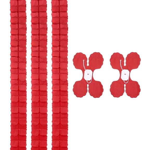 Uxcell 5 Pcs Four Leaf Paper Flowers Garland, Paper Streamers Reusable Hanging Garland for Home Birthday Wedding Party Backdrop Decoration, Bright Red