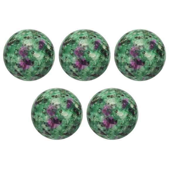 Uxcell 5 Pcs Gemstone Sphere Balls, 20mm Mini Natural Quartz Sphere Polished Hand Carved Crystal Ball for Garden Kitchen Living Room Bathroom, Green Purple