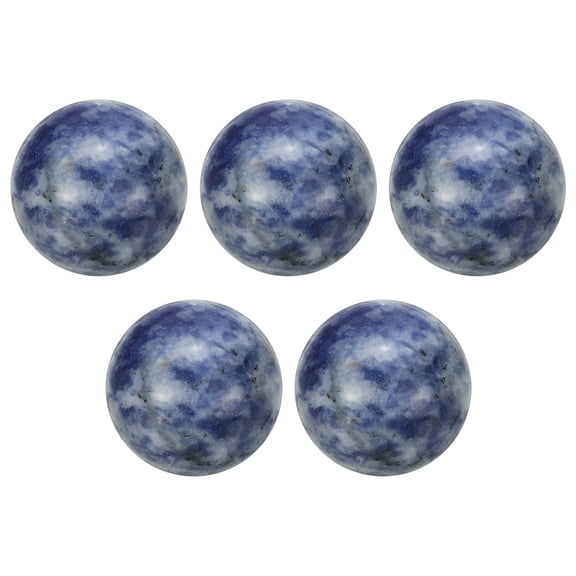 Uxcell 5 Pcs Gemstone Sphere Balls, 20mm Mini Natural Quartz Sphere Polished Hand Carved Crystal Ball for Garden Kitchen Living Room Bathroom, Blue