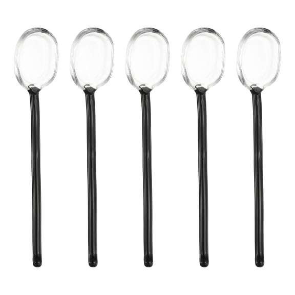 Uxcell 5 Pcs Glass Coffee Spoons, 6.2 Inch Coffee Stirring Spoon, Long Handle Teaspoons for Tea Cocktail Milkshake Cold Drink, Yellow