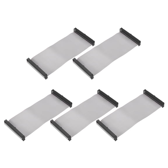 Uxcell 5 Pcs IDC Connector Flat Ribbon Cable, 50 Pins 2.54mm Pitch 15cm Length FC to FC Dual Female Connector Flat Ribbon Cable Wire for Industrial Electronics, Grey