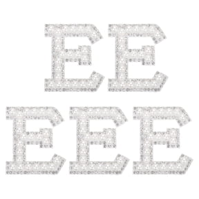 Uxcell 5 Pcs Pearl Letter E Patches, Pearl Rhinestone A-Z Alphabet Self Adhesive Sew on Patches, Glitter Letter Applique Sticker for Clothes Fabric DIY Backpack, White
