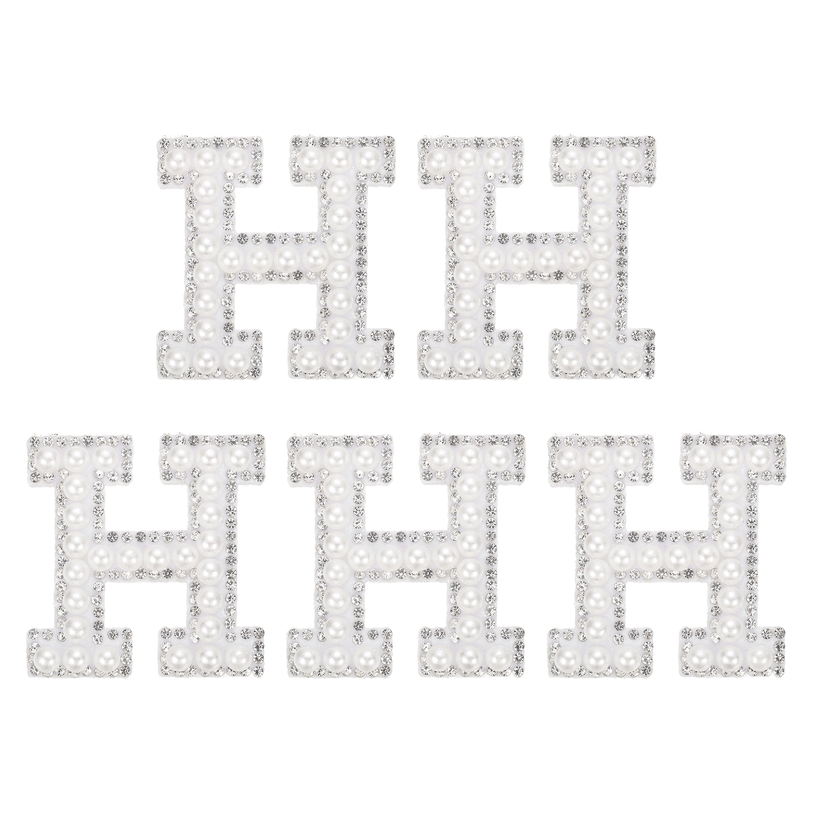 Uxcell 5 Pcs Iron on Pearl Letter H Patches, Pearl Rhinestone A-Z ...