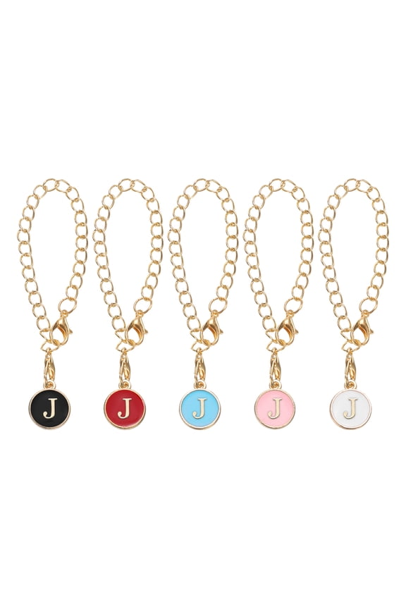 5 Pcs J Letter Charm Accessories for Tumblers with Handle, Black White Red Pink Blue