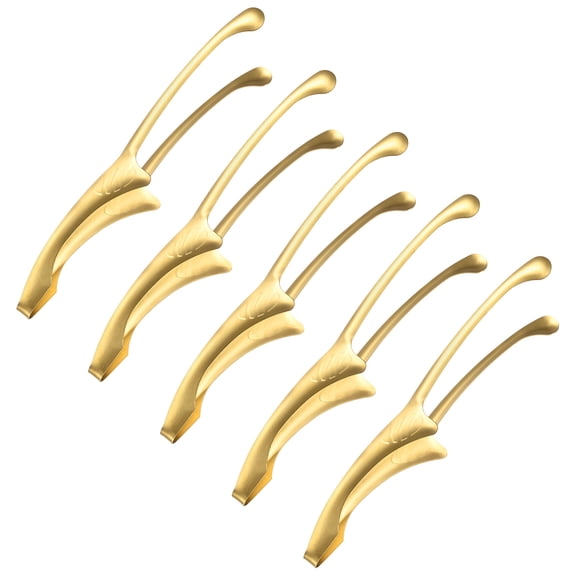 Uxcell 5 Pcs Korean and Japanese BBQ Tongs 11.5 inch 430 Stainless Steel Kitchen Self-Standing Grill Gold