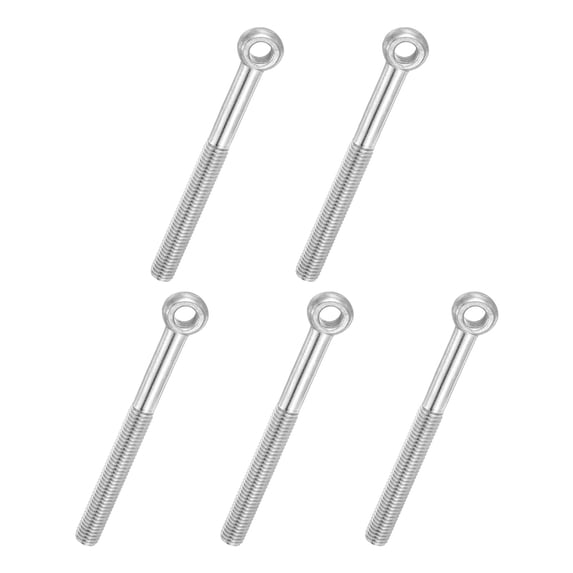 Uxcell 5 Pcs M10x90mm Shoulder Swing Lifting Eye Bolt, 304 Stainless Steel Metric Half Tooth Thread Fisheye Eye Slip Hole Screw Rigging Bolt Metal Fasteners Screws, Silver Tone