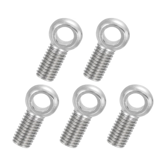 Uxcell 5 Pcs M12x35mm Shoulder Swing Lifting Eye Bolt, 304 Stainless Steel Metric Full Thread Fisheye Eye Slip Hole Screw Rigging Bolt Metal Fasteners Screws, Silver Tone