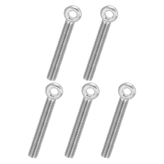 Uxcell 5 Pcs M8x60mm Shoulder Swing Lifting Eye Bolt, 304 Stainless Steel Metric Full Thread Fisheye Eye Slip Hole Screw Rigging Bolt Metal Fasteners Screws, Silver Tone