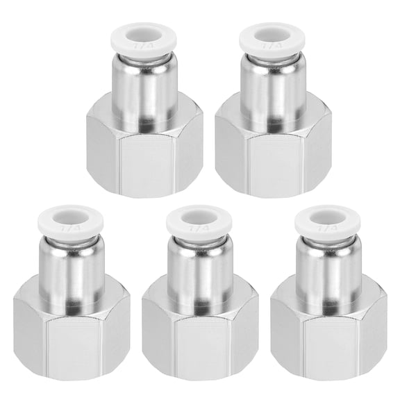 Uxcell 5 Pcs NPT Female 1/4 inch OD x 3/8" NPT Thread Push to Connect Fittings, White