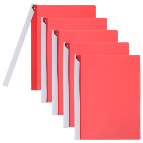 Uxcell 5 Pcs Non-punching Report Covers with Swing Clip, Plastic Presentation Folders for Office, Red