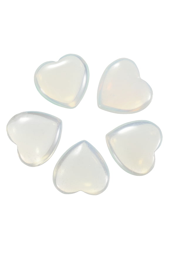 5 Pcs Opalite Stone Crystal Stones Heart Shaped, 2 cm Tumbled Stones and Crystals for Women Gifts Home Decor