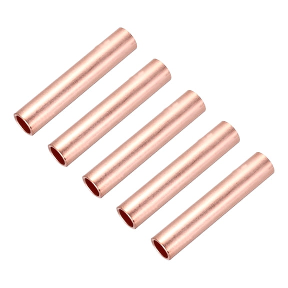Uxcell 5 Pcs Red Copper Non Insulated Butt Connectors, GT-50 1/0 AWG Butt Connectors Crimp Wire Crimps Terminals Fittings for Wire Connection Hardware Supplies