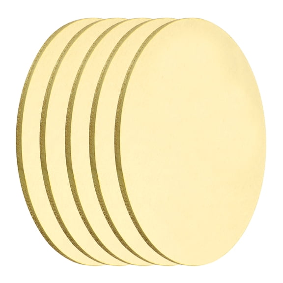 Uxcell 5 Pcs Round Brass Plate, 60mm(2.36")Dia Pure Copper Sheets,3mm H62 Brass Copper Metal Sheet for Crafts, DIY, Electrical Repairs, Industrial Use, Metal Stamping