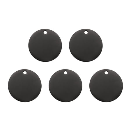 Uxcell 5 Pcs Round Stainless Steel Tags 15mm Circle Stamping Polished Blanks, Black