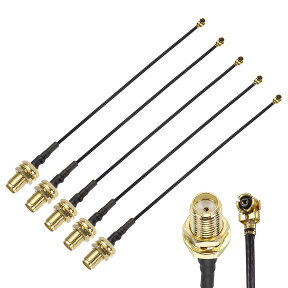Uxcell 5 Pcs SMA Female to U.F.L1 Coax Cable, 4"/10cm SMA Female to IPX MHF1 Pigtail Extension Jumper 1.13mm Low Loss Coaxial Cable for Wireless Routers Antenna Mini PCI
