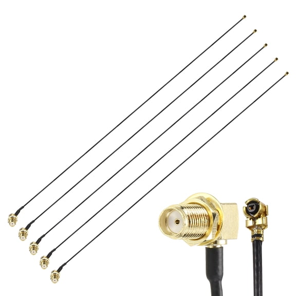 Uxcell 5 Pcs SMA to U.F.L1 Coax Cable, 12"/30cm SMA Female Right Angle to Pigtail Extension Jumper 1.13mm Low Loss Coaxial Cable for Wireless Routers Antenna Mini