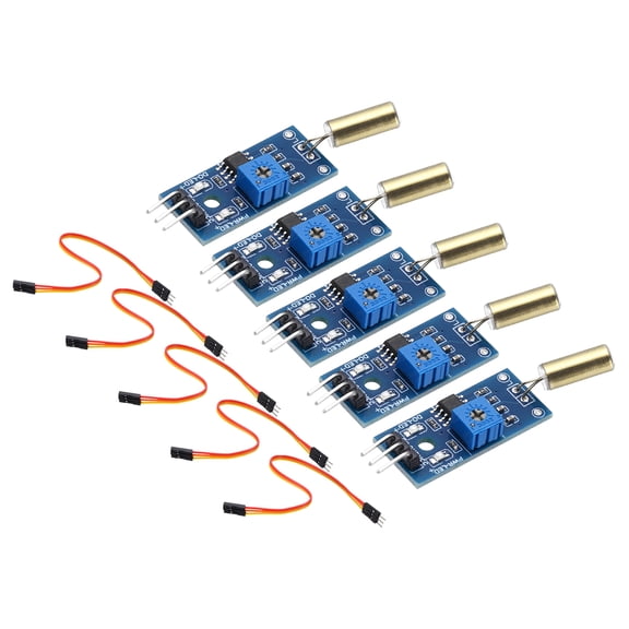 Uxcell 5 Pcs SW-520D Angle Sensor Module, 3.3-5V Golden Ball Switch Tilt Sensor with Jump Wire for Toys DIY Electronics Projects Appliances Security Systems