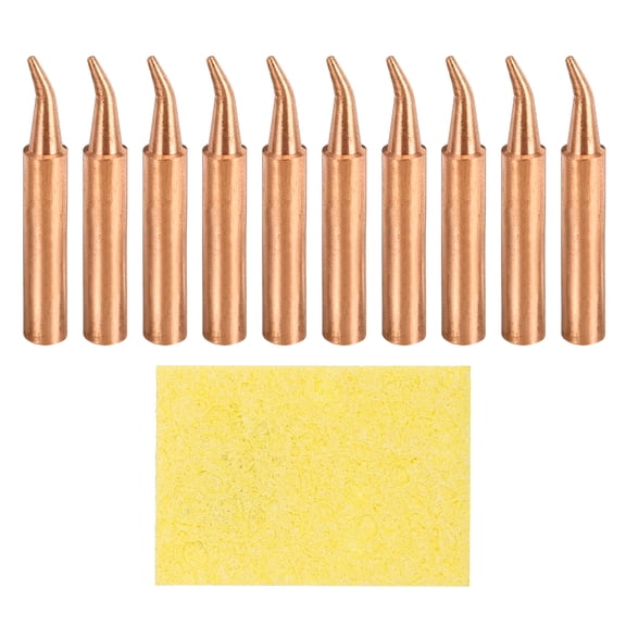 10 Pcs 900M Soldering Iron Tips Copper Non-magnetic Welding Head with Cleaning Sponge Pad Replacement for Solder Station Tip (900M-T-S.B)