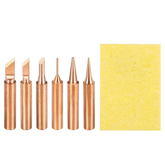 1 Set 900M Soldering Iron Tips Copper Non-magnetic Welding Head with Cleaning Sponge Pad Replacement for Solder Station Tip (I+B+K+S.K+1C+3C)