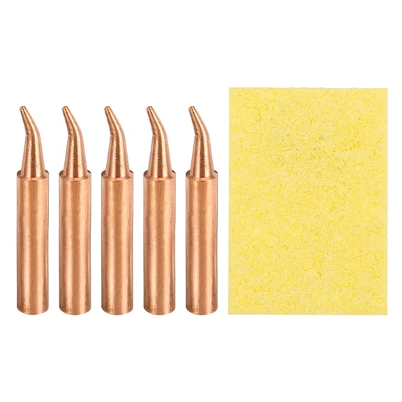 5 Pcs 900M Soldering Iron Tips Copper Non-magnetic Welding Head with Cleaning Sponge Pad Replacement for Solder Station Tip (900M-T-S.B)