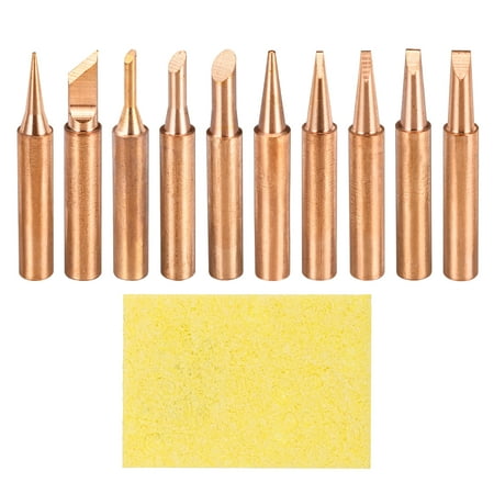 1 Set 900M Soldering Iron Tips Copper Non-magnetic Welding Head with Cleaning Sponge Pad Replacement for Solder Station Tip (I+B+K+2C+3C+4C+1.2D+1.6D+2.4D+3.2D)