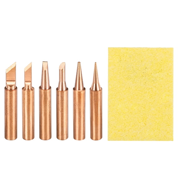 1 Set 900M Soldering Iron Tips Copper Non-magnetic Welding Head with Cleaning Sponge Pad Replacement for Solder Station Tip (I+B+K+S.K+3C+2.4D)