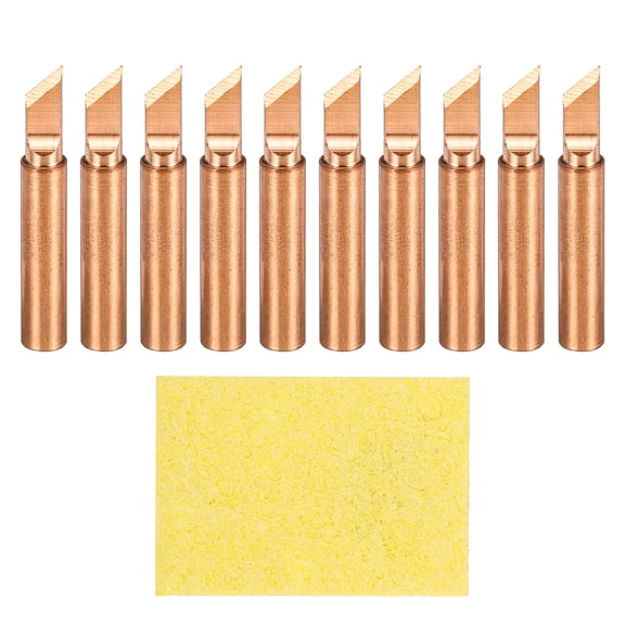 10 Pcs 900M Soldering Iron Tips Copper Non-magnetic Welding Head with Cleaning Sponge Pad Replacement for Solder Station Tip (900M-T-K)