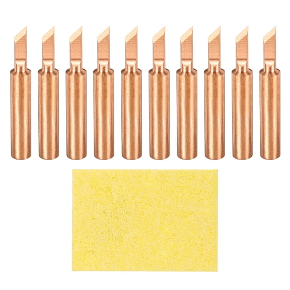 10 Pcs 900M Soldering Iron Tips Copper Non-magnetic Welding Head with Cleaning Sponge Pad Replacement for Solder Station Tip (900M-T-S.K)