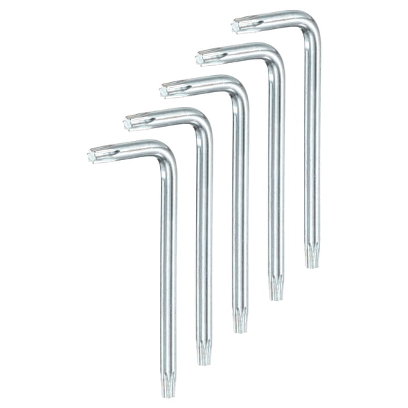 Uxcell 5 Pcs T20 Security Anti Tamper Proof Torx Star Key Bit 2.7" Long Arm L-Shaped Torx Hex Key Wrench 6 Points Spanner Carbon Steel Hand Tool for Automotive Home Repairs, White