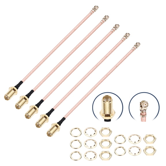 Uxcell 5 Pcs U.F.L1 to RP-SMA Femalee Coax Cable, 2''/5cm RP-SMA Female to IPX MHF1 RG178 Coaxial Cable with Washers and Nuts for Wireless Routers Antenna Mini PCI Wi-Fi Radios
