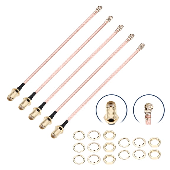 Uxcell 5 Pcs U.F.L1 to SMA Femalee Coax Cable, 2''/5cm SMA Female to IPX MHF1 RG178 Coaxial Cable with Washers and Nuts for Wireless Routers Antenna Mini PCI Wi-Fi Radios