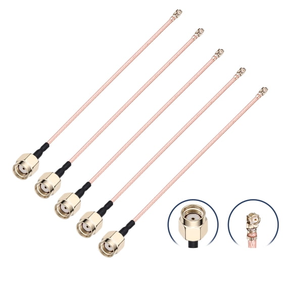 Uxcell 5 Pcs U.F.L1 to RP-SMA Male Coax Cable, 4''/10cm SMA Male to IPX MHF1 RG178 Coaxial Cable for Wireless Routers Antenna Mini PCI Wi-Fi Radios