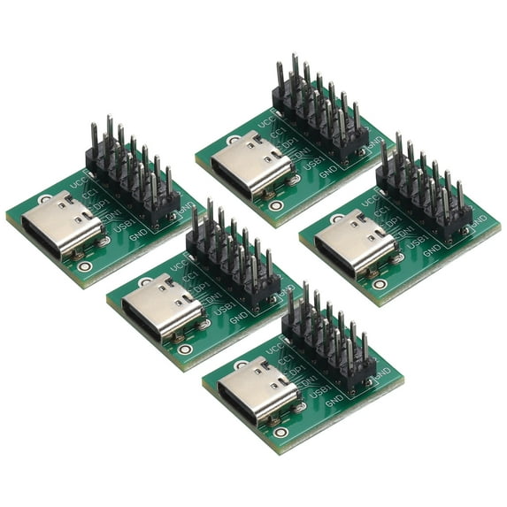 Uxcell 5 Pcs USB Type C Female Connector to DIP Adapter Breakout Module Solder Breakout PCB Board