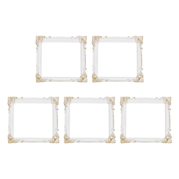 Uxcell 5 Pcs Vintage Resin Picture Frames, 3.4'' x 3.4'' Mini Picture Frames Oval Rectangle Wall Hanging Frames Display Frame Photo Holder for Home Wall Jewelry Display Hotel Decor, White