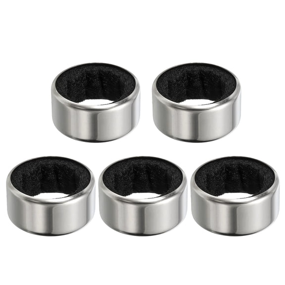 Uxcell 5 Pcs Wine Bottle Collars, Stainless Steel & Velvet Felt Drip Ring, Black (Glossy)