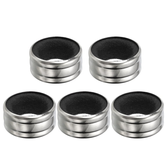 Uxcell 5 Pcs Wine Bottle Collars, Stainless Steel & Velvet Felt Drip Ring, Black (Regular)
