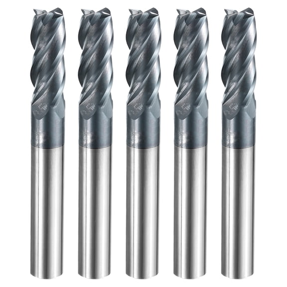Uxcell 5 Pieces Carbide Square End Mill 5/16" x 13/16" x 5/16" x 2-1/2" TiAlN Coated 4 Flutes 30 Degree Helix Mill Bit
