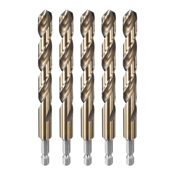 Uxcell 5 Pieces Drill Bit 29/64" Gold Oxide M35 HSS Twist Drill Bit with 1/4" Hex Shank