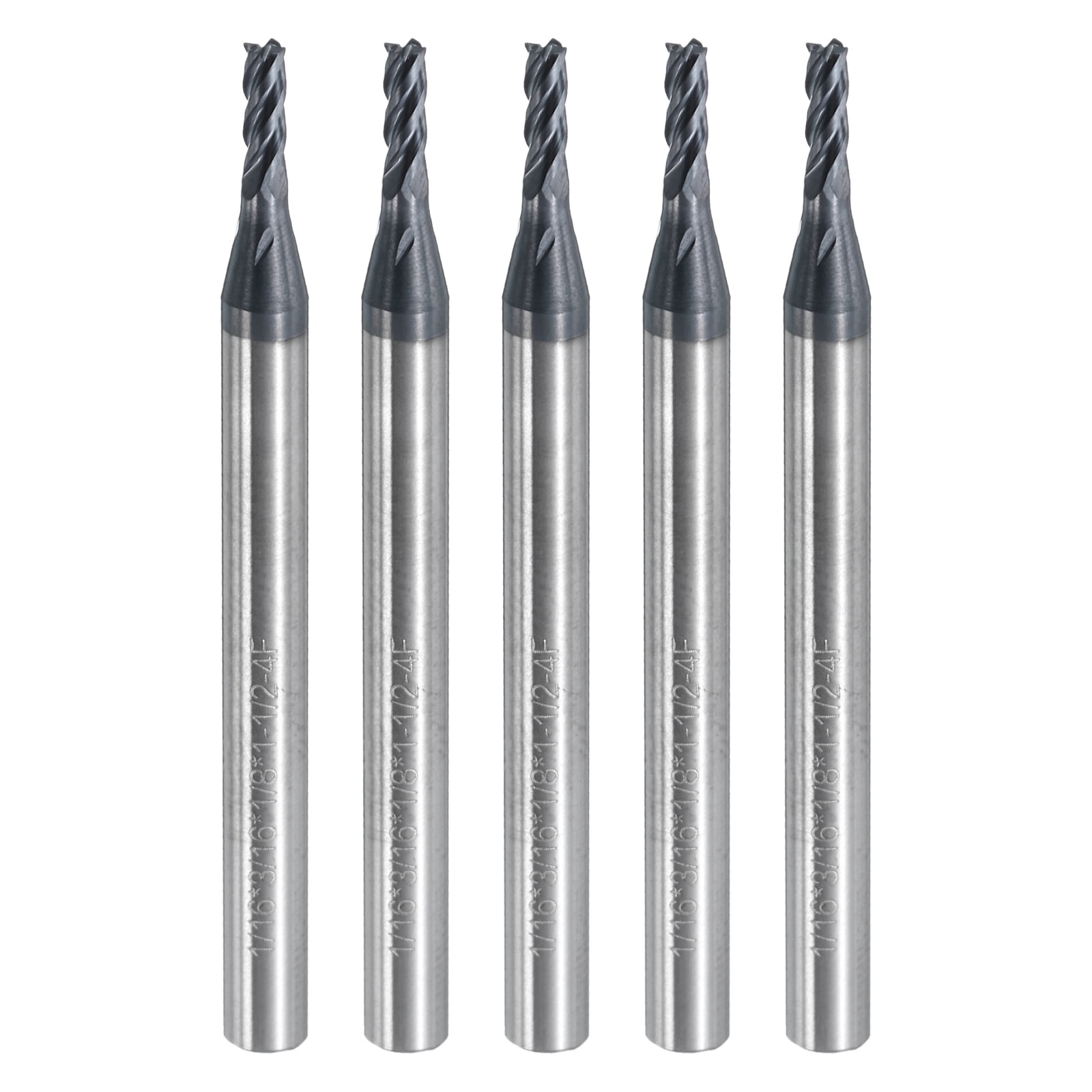 Uxcell 5 Pieces Solid Carbide Square End Mills 1/16" Dia AlTiN BN Coated 4 Flutes Milling Bit 1/8" Shank 1-1/2" Long