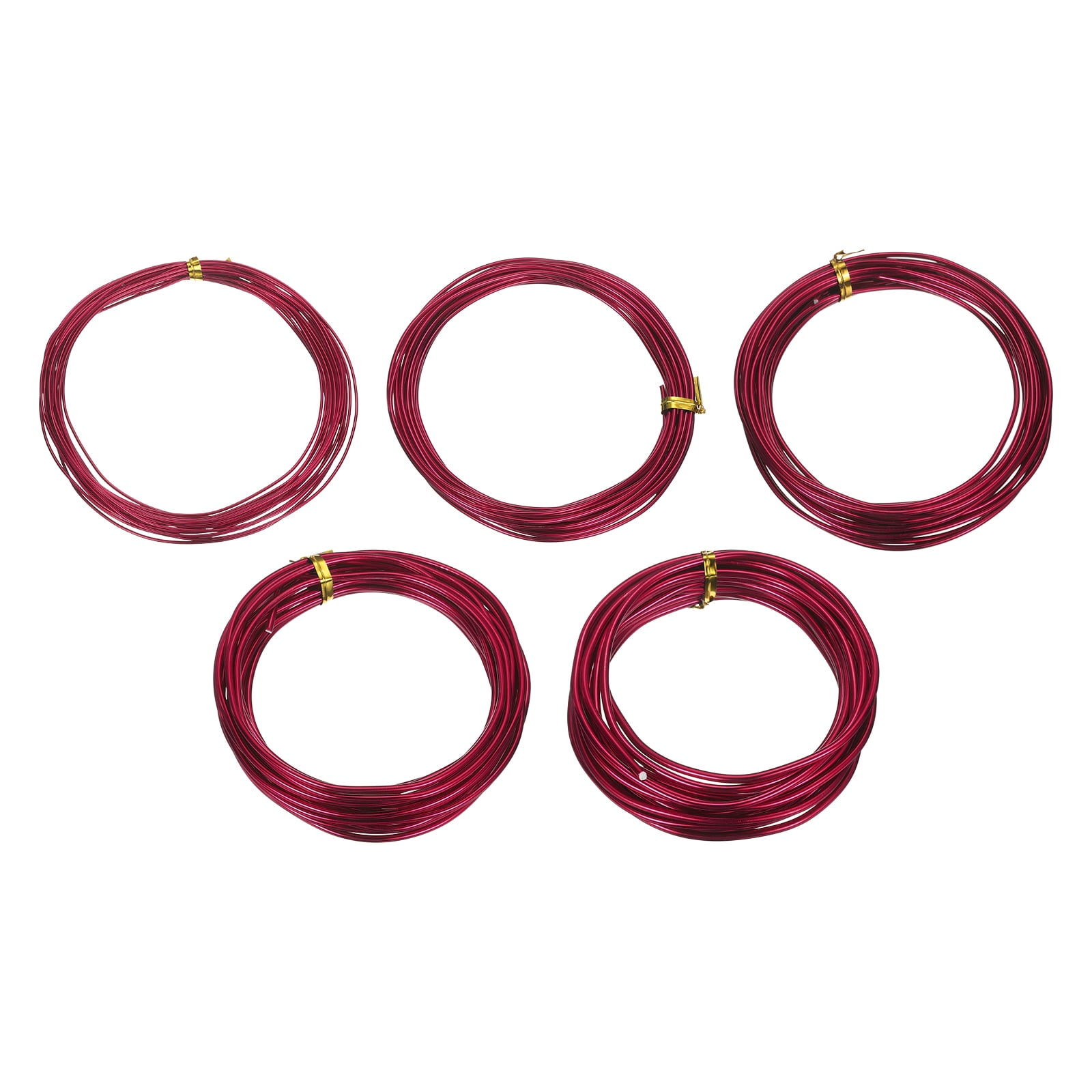 Uxcell 5 Roll Bonsai Wire 1/1.5/2/2.5/3mm Each Roll 16.4ft (5m) Anodized Aluminum Bonsai Wire for Gardening Tree Branch Fixing DIY Crafting, Wine Red