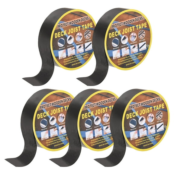 Uxcell 5 Rolls Joist Tape for Decking 2'' x 50' Weather-Resistant Butyl Joist Tape for Wood Decks and Beams Roof, Black