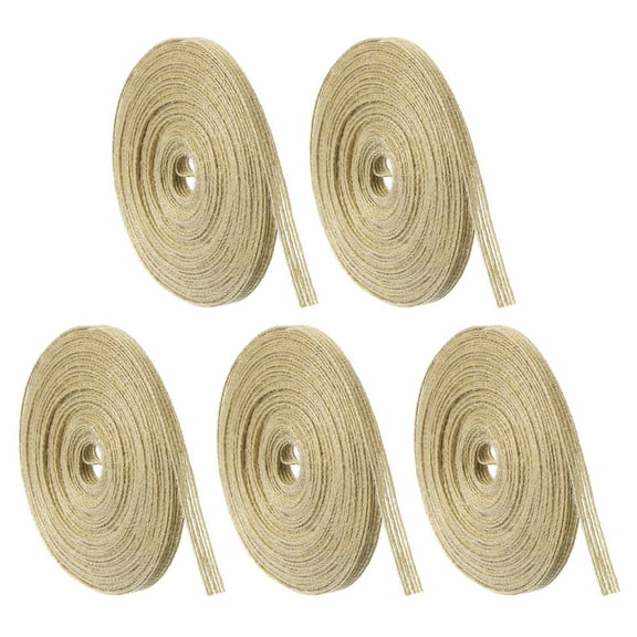 Uxcell 5 Rolls Natural Burlap Fabric Ribbon 1/4 Inch Burlap Wired Ribbon Rustic Ribbon